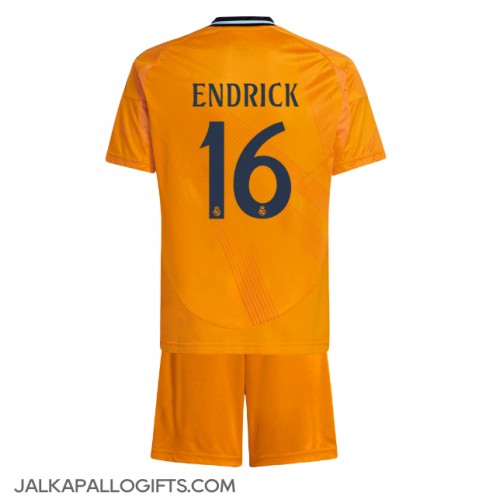 Real Madrid Endrick #16 Vieras Peliasu Lasten 2024-25 Lyhythihainen (+ Lyhyet housut)